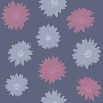Seamless repeating pattern of pale blue and red flowers Stock Illustration