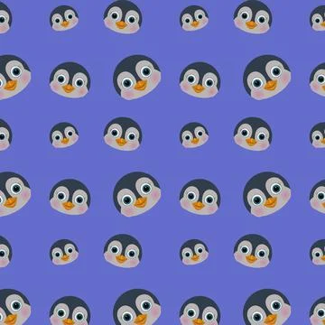 Seamless repeating pattern of penguin faces Illustrazione stock