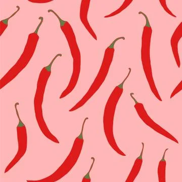 Seamless repeating pattern of peppers Stock Illustration