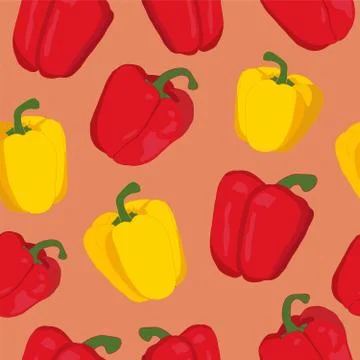 Seamless repeating pattern of peppers Stock Illustration