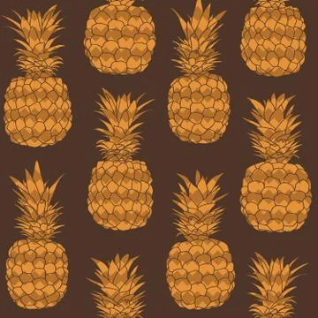 Seamless repeating pattern of pineapples Stock Illustration