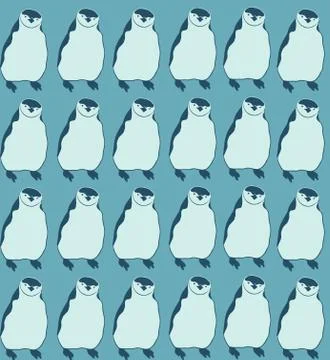 Seamless repeating pattern of pinguins Stock Illustration