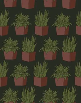 Seamless repeating pattern of plants Stock Illustration