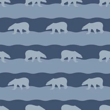 Seamless repeating pattern of polar bears 库存插图