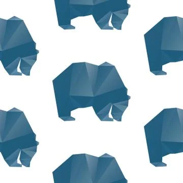 A seamless repeating pattern of a polygon style blue bear Stock-Illustration