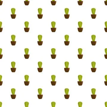 Seamless repeating pattern of potted cactus plants Stock Illustration