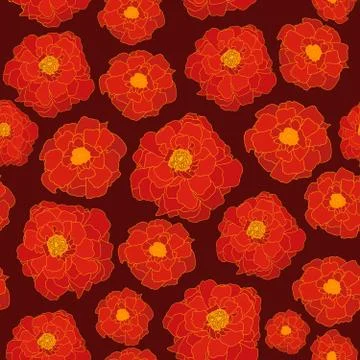 Seamless repeating pattern of red flowers Stock Illustration