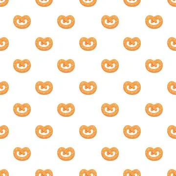 Seamless repeating pattern with salted pretzel snacks Illustrazione stock
