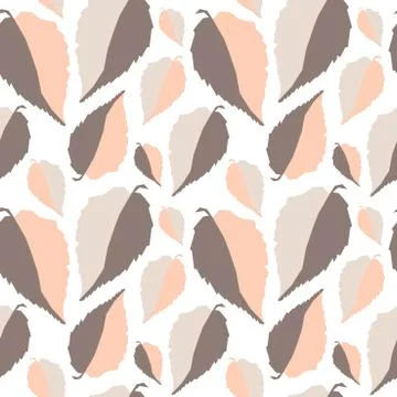 Seamless repeating pattern with silhouettes leaf . Pink and light grey on whi Stock Illustration