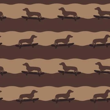 Seamless repeating pattern of skating dogs Stock Illustration