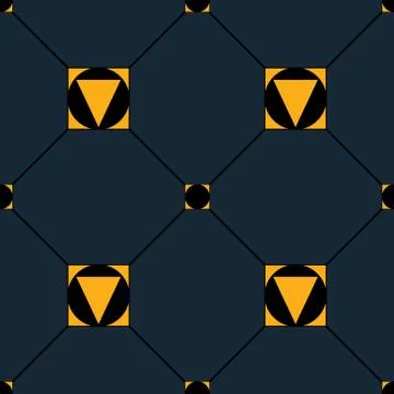 Seamless repeating pattern of squares, triangles and circles. Stock Illustration