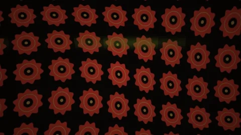 Seamless Repeating Pattern of Stylized Red Floral Motifs on Dark Background. Stock Footage 340526520