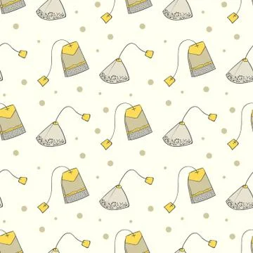Seamless repeating pattern of tea in packages Stock Illustration