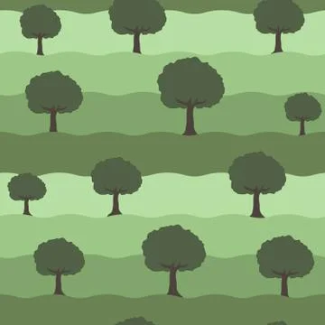 Seamless repeating pattern of trees Stock Illustration