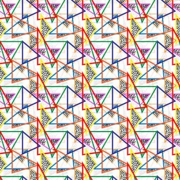 Seamless repeating pattern of triangles and dots Stock Illustration