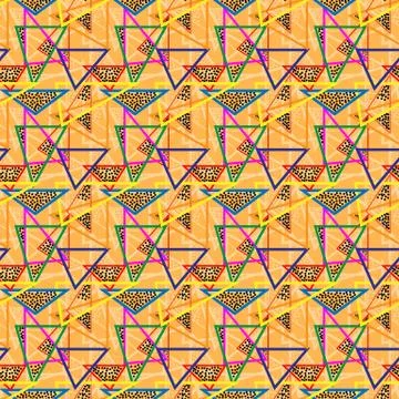Seamless repeating pattern of triangles and dots Stock Illustration