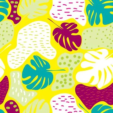 Seamless repeating pattern of tropical leaves 스톡 일러스트