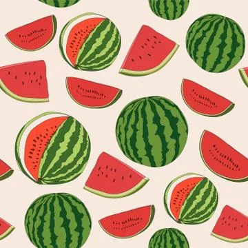 Seamless repeating pattern of watermelons 库存插图