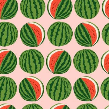 Seamless repeating pattern of watermelons Stock Illustration