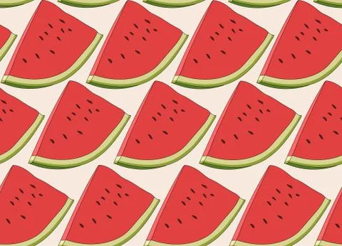 Seamless repeating pattern of watermelons Stock Illustration