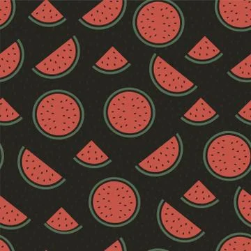 Seamless repeating pattern of watermelons 스톡 일러스트