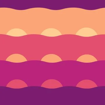 Seamless repeating pattern of wavy stripes and half circles Stock Illustration