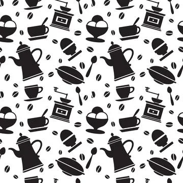 Seamless repeating tile pattern with elements of coffee Illustrazione stock