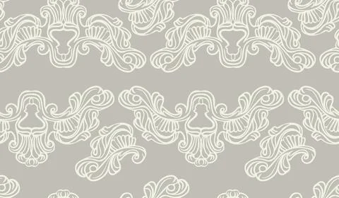 Seamless repetitive pattern with hand drawing baroque ornaments 库存插图