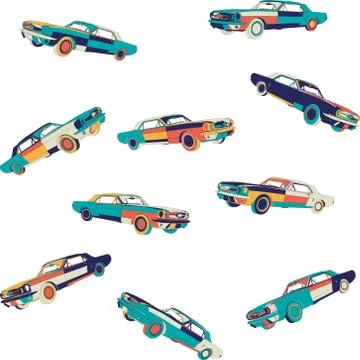 Seamless Retro Car Background  - vector illustration Stock Illustration