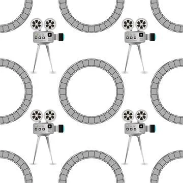 Seamless Retro Cinema Pattern Seamless Retro Cinema Pattern. Old Movie Pro... Stock Photos
