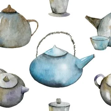 Seamless retro design tea pot china pattern 스톡 일러스트