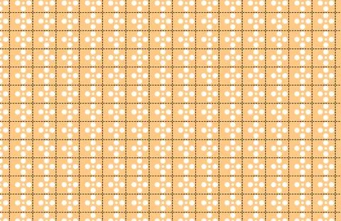 Seamless Retro Floral Grid Pattern Peach And Cream Dotted Tile Background F.. Stock Illustration