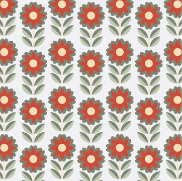 Seamless retro flower pattern colorful nature inspired, vintage pastel tones Stock Illustration