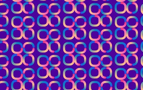 Seamless Retro Geometric Pattern With Colorful Interlocking Circles On Viol.. Stock Illustration