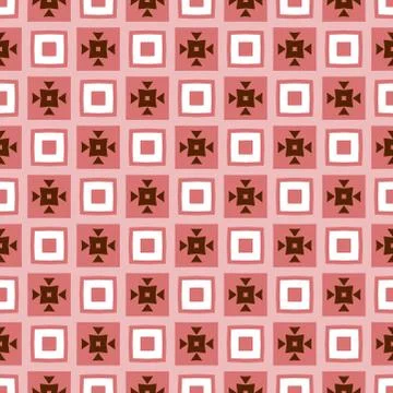 Seamless retro geometric pattern. Modern red, white and brown background. Rep Stock-Illustration