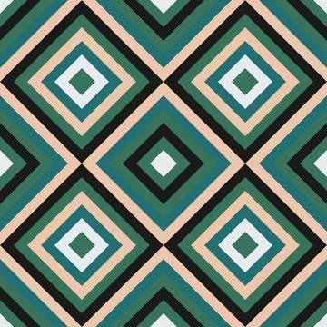Seamless retro geometric pattern with squares that make movement illusion. .. Stock Illustration