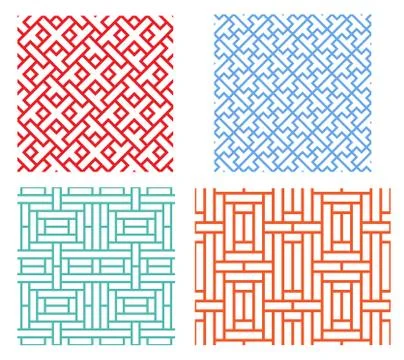 Seamless retro geometric puzzle pattern in asian style Stock Illustration
