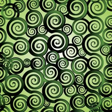 Seamless retro green spirals pattern, vector illustration Stock Illustration