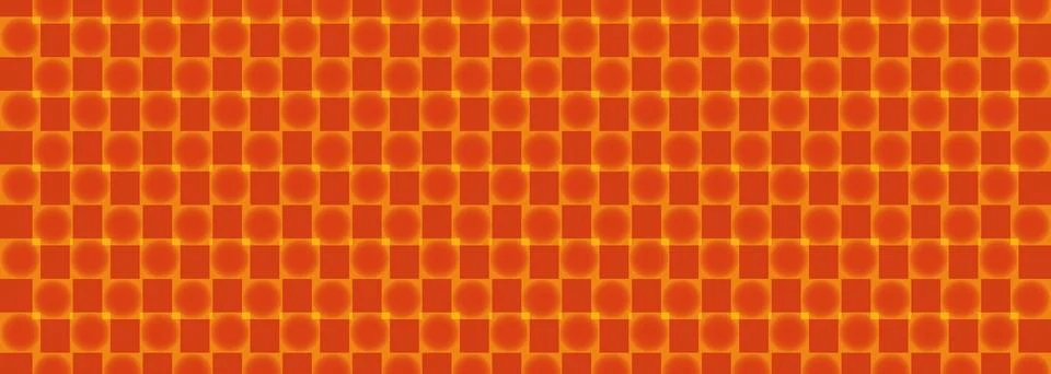 Seamless retro inspired pattern with orange tones, glowing circular shapes and Stockillustratie
