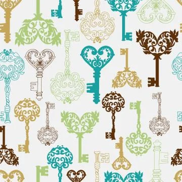 Seamless retro keys background Stock Illustration