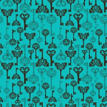 Seamless retro keys background Stock Illustration