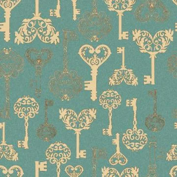 Seamless retro keys pattern Stock Illustration