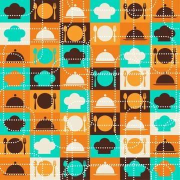 Seamless retro kitchen pattern Stock Illustration