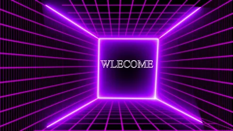 Seamless retro neon grid welcome loop purple glowing lines synthwave sci fi.. Stock Footage 321581405