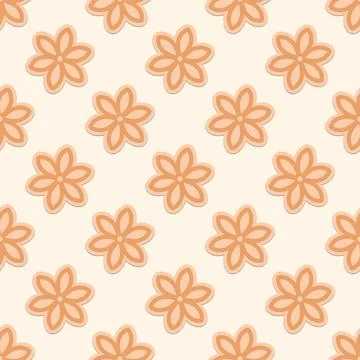 Seamless Retro Orange Floral Pattern in Warm Tones Stock Illustration