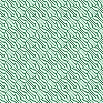 Seamless retro pattern abstract green waves. Print block for fabric, appare.. Stock Illustration