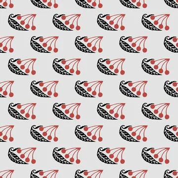 Seamless retro pattern with berries and leaves Illustrazione stock