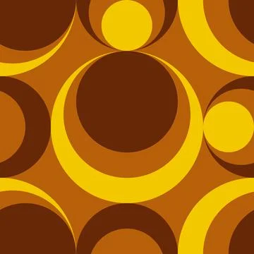 Seamless retro pattern of circles yellow brown Stock Illustration