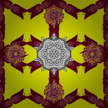 Seamless retro pattern with flowers. Flat Flower Elements Design. Flowers on pur Illustrazione stock