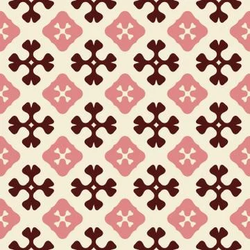 Seamless retro pattern with red and pink ornaments Stock Illustration